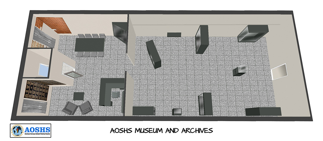 3D rendering of proposed furniture and display floorplan